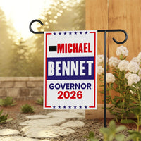 Michael Bennet For Colorado Governor 2026 Garden Flag, Double Sided, 2026 Governor Flag, Elections Flag, Race Red White & Blue Flag