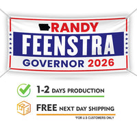 Randy Feenstra For Iowa U.S. Governor Banner Sign, 13 oz Waterproof US Governor Election 2026 Vinyl Banner With Metal Grommets