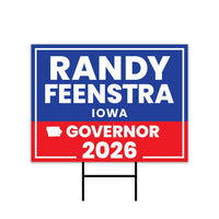 Randy Feenstra For Iowa Governor 2026 Yard Sign, Corrugated Plastic Governor Elections Race Red White & Blue Yard Sign with Metal H-Stake