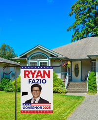 Ryan Fazio For Connecticut Governor 2026 Garden Flag, Double Sided, 2026 Governor Flag, Elections Flag, Race Red White & Blue Flag