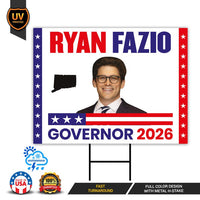 Ryan Fazio For Connecticut Governor 2026 Yard Sign, Corrugated Plastic Governor Elections Race Red White & Blue Yard Sign with Metal H-Stake