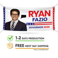 Ryan Fazio For Connecticut U.S. Governor Banner Sign, 13 oz Waterproof US Governor Election 2026 Vinyl Banner With Metal Grommets