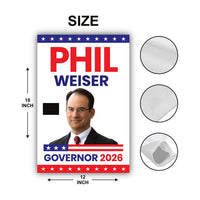 Phil Weiser For Colorado Governor 2026 Garden Flag, Double Sided, 2026 Governor Flag, Democrates, Elections Flag, Race Red White & Blue Flag