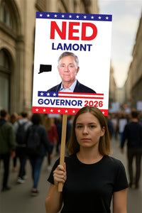 Ned Lamont For Connecticut Governor 2026 Election Sign, Political Campaign Sign, Democratic party, Governor Election 2026 Race Poster Sign