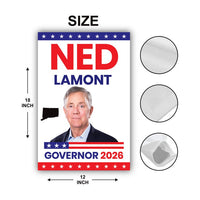 Ned Lamont For Connecticut Governor 2026 Garden Flag, Double Sided, 2026 Governor Flag, Democrate, Elections Flag, Race Red White Blue Flag