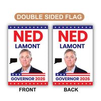 Ned Lamont For Connecticut Governor 2026 Garden Flag, Double Sided, 2026 Governor Flag, Democrate, Elections Flag, Race Red White Blue Flag
