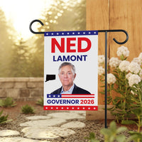 Ned Lamont For Connecticut Governor 2026 Garden Flag, Double Sided, 2026 Governor Flag, Democrate, Elections Flag, Race Red White Blue Flag