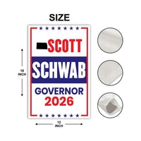 Scott Schwab For Kansas Governor 2026 Garden Flag, Double Sided, 2026 Governor Flag, Republican, Elections Flag, Race Red White & Blue Flag