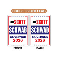 Scott Schwab For Kansas Governor 2026 Garden Flag, Double Sided, 2026 Governor Flag, Republican, Elections Flag, Race Red White & Blue Flag