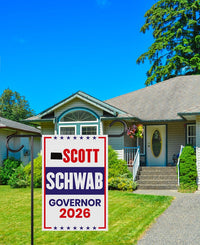 Scott Schwab For Kansas Governor 2026 Garden Flag, Double Sided, 2026 Governor Flag, Republican, Elections Flag, Race Red White & Blue Flag