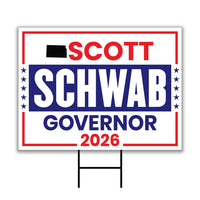 Scott Schwab For Kansas Governor 2026 Yard Sign, Corrugated Plastic Governor Elections Race Red White & Blue Yard Sign with Metal H-Stake