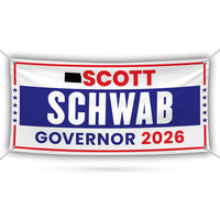 Scott Schwab For Kansas U.S. Governor Banner Sign, 13 oz Waterproof US Governor Election 2026 Vinyl Banner With Metal Grommets