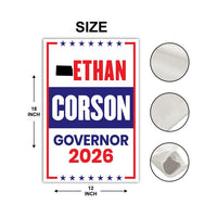 Ethan Corson For Kansas Governor 2026 Garden Flag, Double Sided, 2026 Governor Flag, Democrate, Elections Flag, Race Red White & Blue Flag