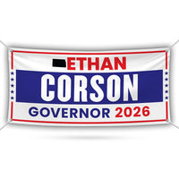 Ethan Corson For Kansas U.S. Governor Banner Sign, 13 oz Waterproof US Governor Election 2026 Vinyl Banner With Metal Grommets
