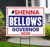 Shenna Bellows For Maine Governor 2026 Yard Sign, Corrugated Plastic Governor Elections Race Red White & Blue Yard Sign with Metal H-Stake