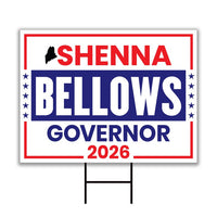 Shenna Bellows For Maine Governor 2026 Yard Sign, Corrugated Plastic Governor Elections Race Red White & Blue Yard Sign with Metal H-Stake