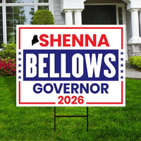 Shenna Bellows For Maine Governor 2026 Yard Sign, Corrugated Plastic Governor Elections Race Red White & Blue Yard Sign with Metal H-Stake