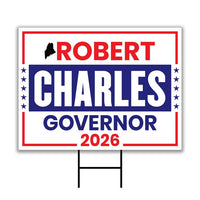 Robert B. Charles For Maine Governor 2026 Yard Sign, Corrugated Plastic Governor Elections Race Red White Blue Yard Sign with Metal H-Stake