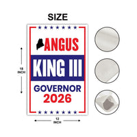 Angus King III For Maine Governor 2026 Garden Flag, Double Sided, 2026 Governor Flag, Democrate, Elections Flag, Race Red White & Blue Flag