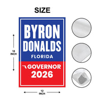 Byron Donalds For Florida Governor 2026 Garden Flag, Double Sided, 2026 Governor Flag, Republic, Elections Flag, Race Red White & Blue Flag