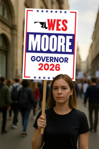Wes Moore For Maryland Governor 2026 Election Sign, Political Campaign Sign, Democratic party, Governor Election 2026 Race Poster Sign