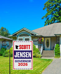 Scott Jensen For Minnesota Governor 2026 Garden Flag, Double Sided, 2026 Governor Flag, Republic, Elections Flag, Race Red White & Blue Flag