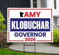 Amy Klobuchar For Minnesota Governor 2026 Yard Sign, Corrugated Plastic Governor Elections Race Red White Blue Yard Sign with Metal H-Stake