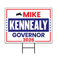 Mike Kennealy For Massachusetts Governor 2026 Yard Sign, Corrugated Governor Elections Race Red White & Blue Yard Sign with Metal H-Stake