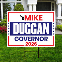 Mike Duggan For Michigan Governor 2026 Yard Sign, Corrugated Plastic Governor Elections Race Red White & Blue Yard Sign with Metal H-Stake