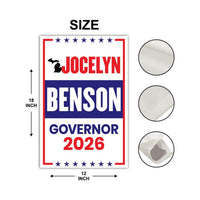 Jocelyn Benson For Michigan Governor 2026 Garden Flag, Double Sided, 2026 Governor Flag, Elections Flag, Race Red White & Blue Flag