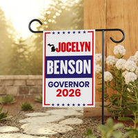 Jocelyn Benson For Michigan Governor 2026 Garden Flag, Double Sided, 2026 Governor Flag, Elections Flag, Race Red White & Blue Flag