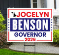Jocelyn Benson For Michigan Governor 2026 Yard Sign, Corrugated Plastic Governor Elections Race Red White Blue Yard Sign with Metal H-Stake