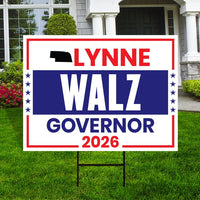 Lynne Walz For Nebraska Governor 2026 Yard Sign, Corrugated Plastic Governor Elections Race Red White & Blue Yard Sign with Metal H-Stake