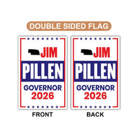 Jim Pillen For Nebraska Governor 2026 Garden Flag, Double Sided, 2026 Governor Flag, Republican, Elections Flag, Race Red White & Blue Flag