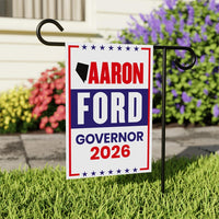 Aaron Ford For Nevada Governor 2026 Garden Flag, Double Sided, 2026 Governor Flag, Democratic, Elections Flag, Race Red White & Blue Flag