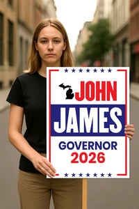 John James For Michigan Governor 2026 Election Sign, Political Campaign Sign, Republican party, Governor Election 2026 Race Poster Sign