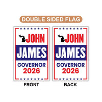 John James For Michigan Governor 2026 Garden Flag, Double Sided, 2026 Governor Flag, Republican, Elections Flag, Race Red White & Blue Flag