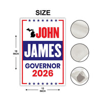 John James For Michigan Governor 2026 Garden Flag, Double Sided, 2026 Governor Flag, Republican, Elections Flag, Race Red White & Blue Flag