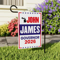 John James For Michigan Governor 2026 Garden Flag, Double Sided, 2026 Governor Flag, Republican, Elections Flag, Race Red White & Blue Flag