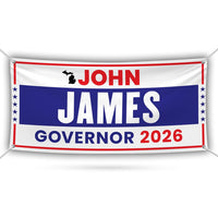 John James For Michigan U.S. Governor Banner Sign, 13 oz Waterproof US Governor Election 2026 Vinyl Banner With Metal Grommets