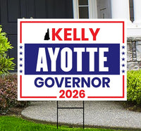 Kelly Ayotte For New Hampshire Governor 2026 Yard Sign, Corrugated Governor Elections Race Red White & Blue Yard Sign with Metal H-Stake