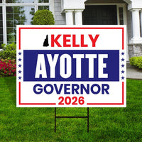 Kelly Ayotte For New Hampshire Governor 2026 Yard Sign, Corrugated Governor Elections Race Red White & Blue Yard Sign with Metal H-Stake