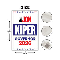 Jon Kiper For New Hampshire Governor 2026 Garden Flag, Double Sided, 2026 Governor Flag, Elections Flag, Race Red White & Blue Flag