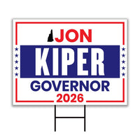Jon Kiper For New Hampshire Governor 2026 Yard Sign, Corrugated Plastic Governor Elections Race Red White Blue Yard Sign with Metal H-Stake