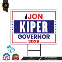 Jon Kiper For New Hampshire Governor 2026 Yard Sign, Corrugated Plastic Governor Elections Race Red White Blue Yard Sign with Metal H-Stake