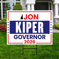 Jon Kiper For New Hampshire Governor 2026 Yard Sign, Corrugated Plastic Governor Elections Race Red White Blue Yard Sign with Metal H-Stake