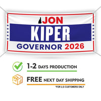 Jon Kiper For New Hampshire U.S. Governor Banner Sign, 13 oz Waterproof US Governor Election 2026 Vinyl Banner With Metal Grommets