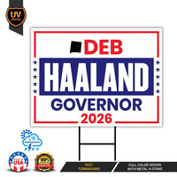 Deb Haaland For New Mexico Governor 2026 Yard Sign, Corrugated Plastic Governor Elections Race Red White & Blue Yard Sign with Metal H-Stake