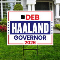 Deb Haaland For New Mexico Governor 2026 Yard Sign, Corrugated Plastic Governor Elections Race Red White & Blue Yard Sign with Metal H-Stake