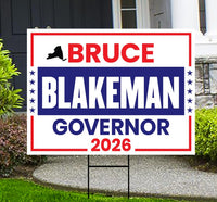 Bruce Blakeman For New York Governor 2026 Yard Sign, Corrugated Plastic Governor Elections Race Red White Blue Yard Sign with Metal H-Stake